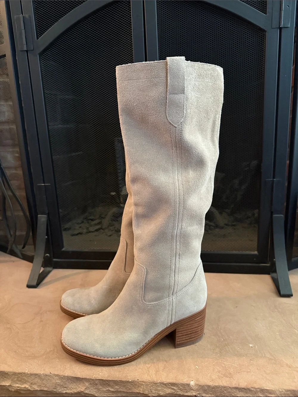 Nine West Hecee Tan Taupe Natural Tall Suede Knee-High Pull-On Boots 7.5 M
